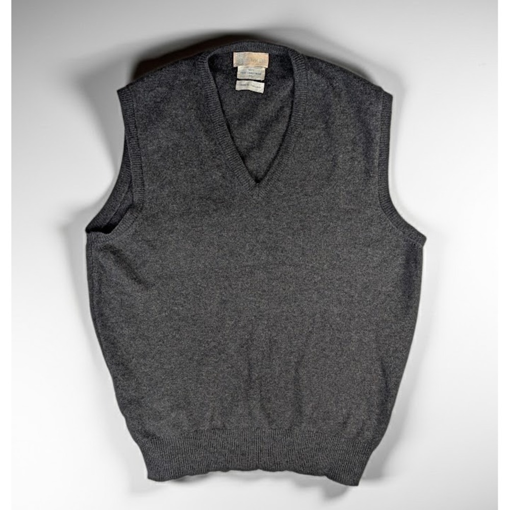 VTG Albert Ltd Pure Lambswool V-Neck Sweater Vest Men's XL 44 UK Charcoal Grey